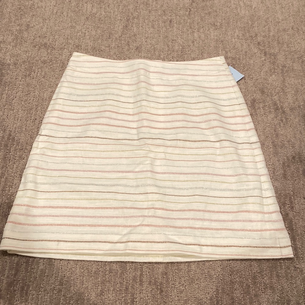 LOFT Linen skirt, cream and metallic, Sz 0P